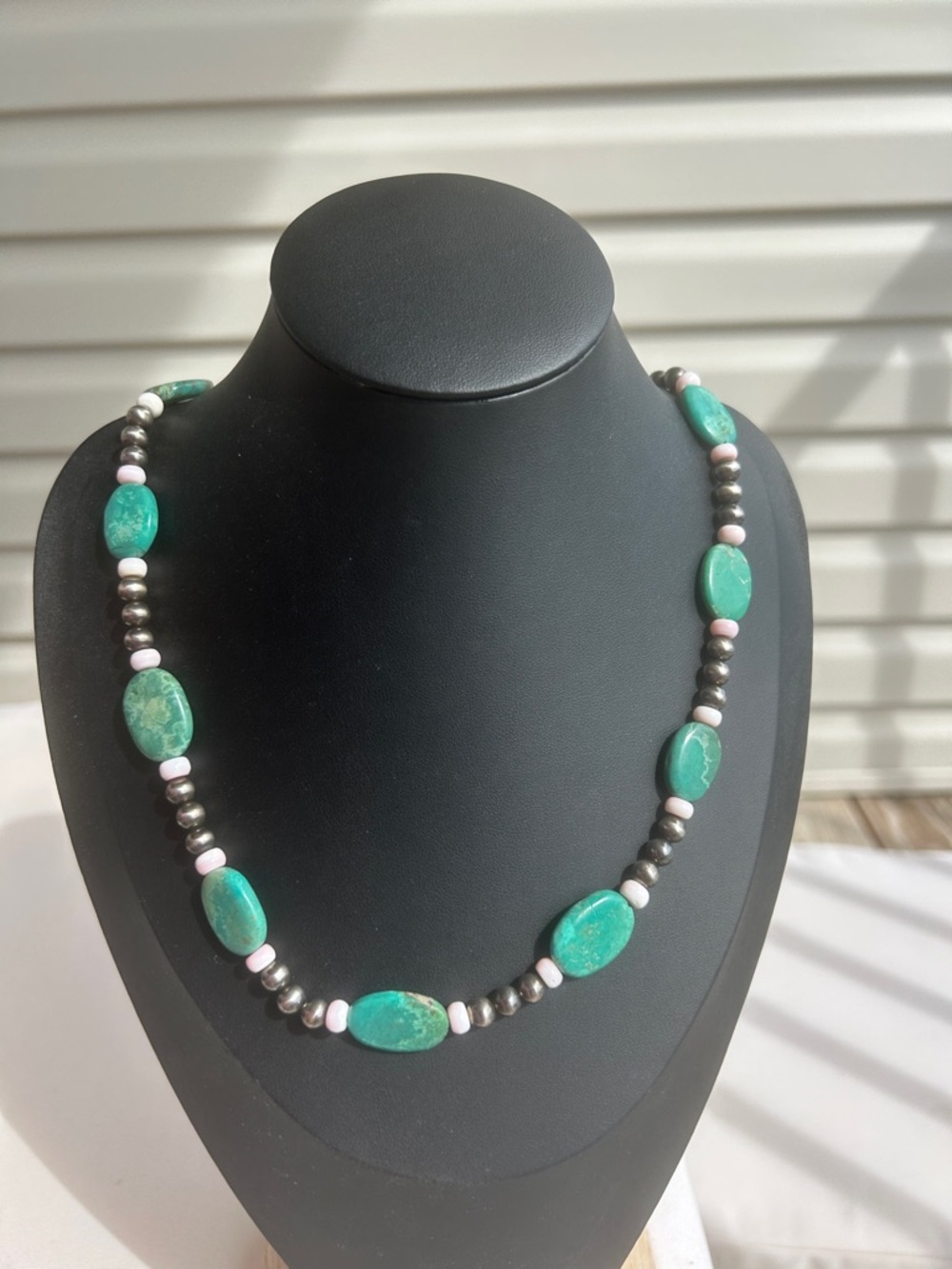 Turquoise, Pink Conch and Sterling Silver